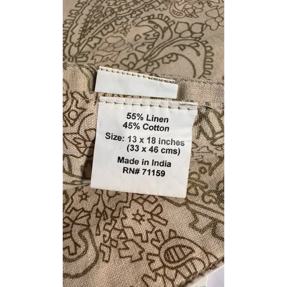 Linen Cotton Paisley Placemats Set 4 Beige 13x18 Bed Bath & Beyond